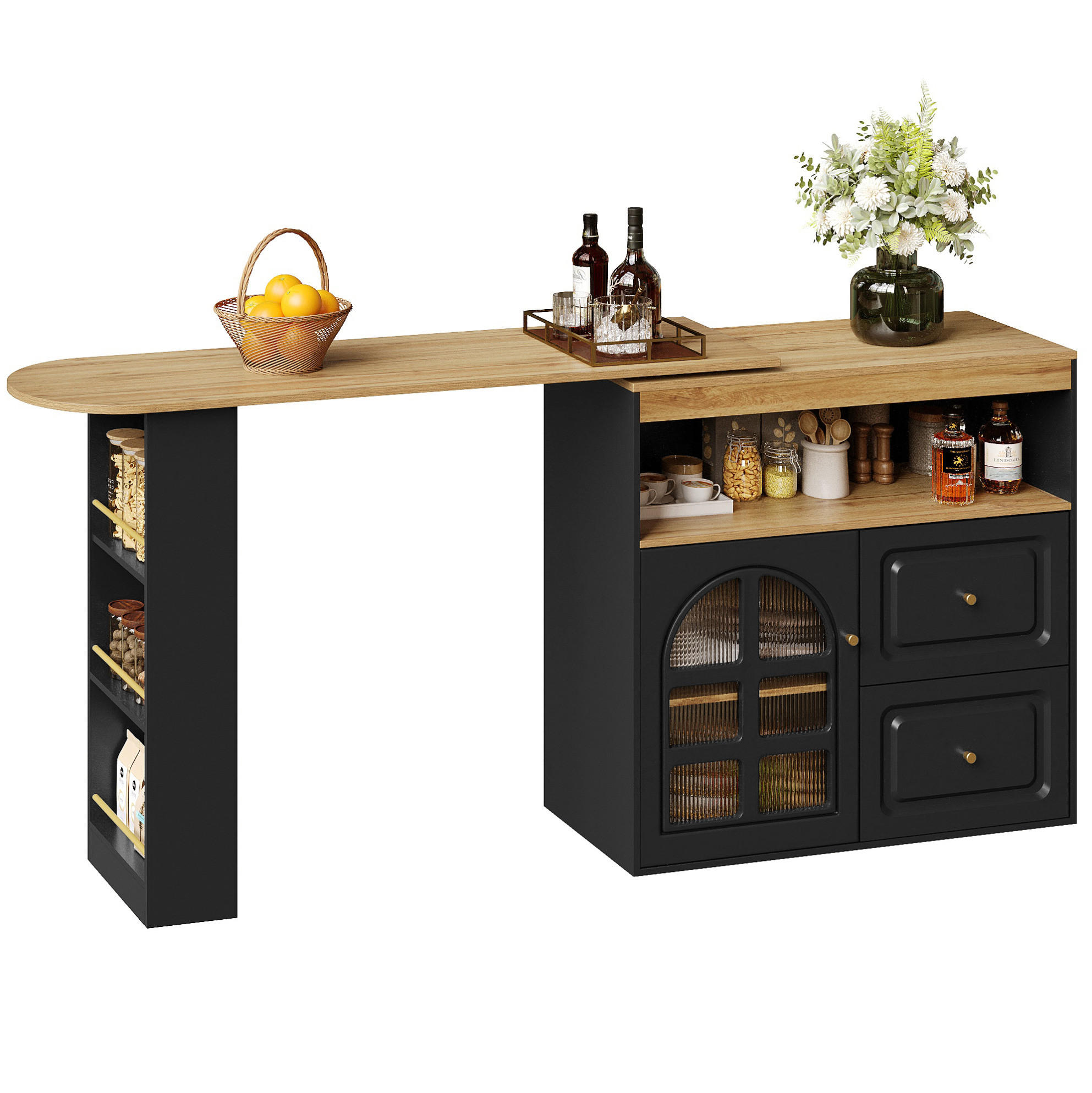 STEHTISCH drehbar ausziehbar 138-204 cm MDF Schwarz - Schwarz, Holz (39/104/138cm) - Beauniv