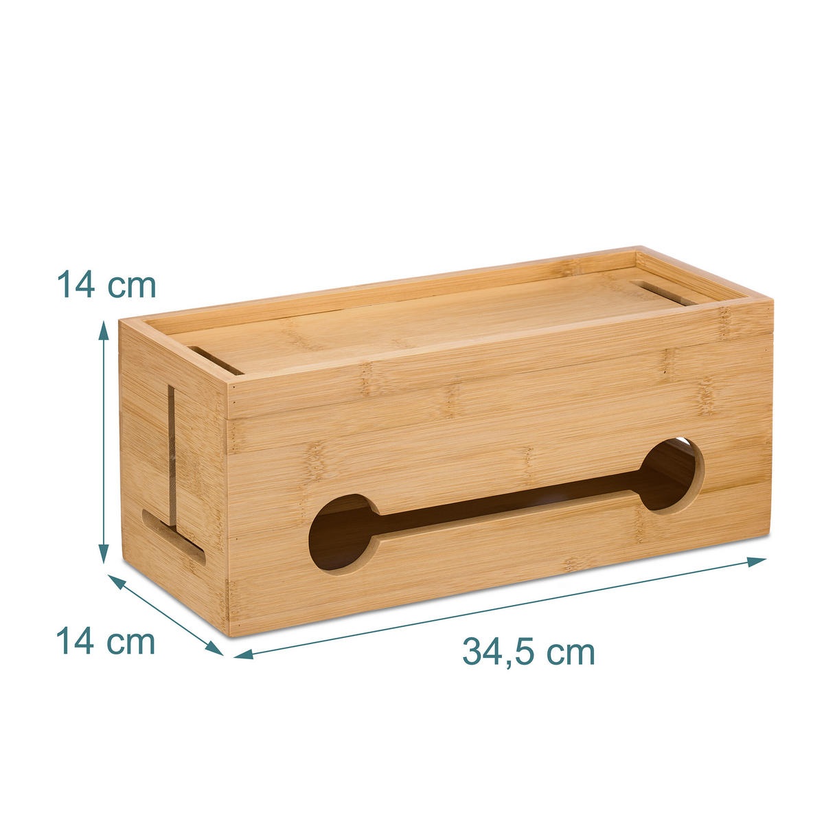 KABELBOX Natur Bambus Magnetverschluss - Hellbraun, Holz (14/34.5/14cm) - Relaxdays