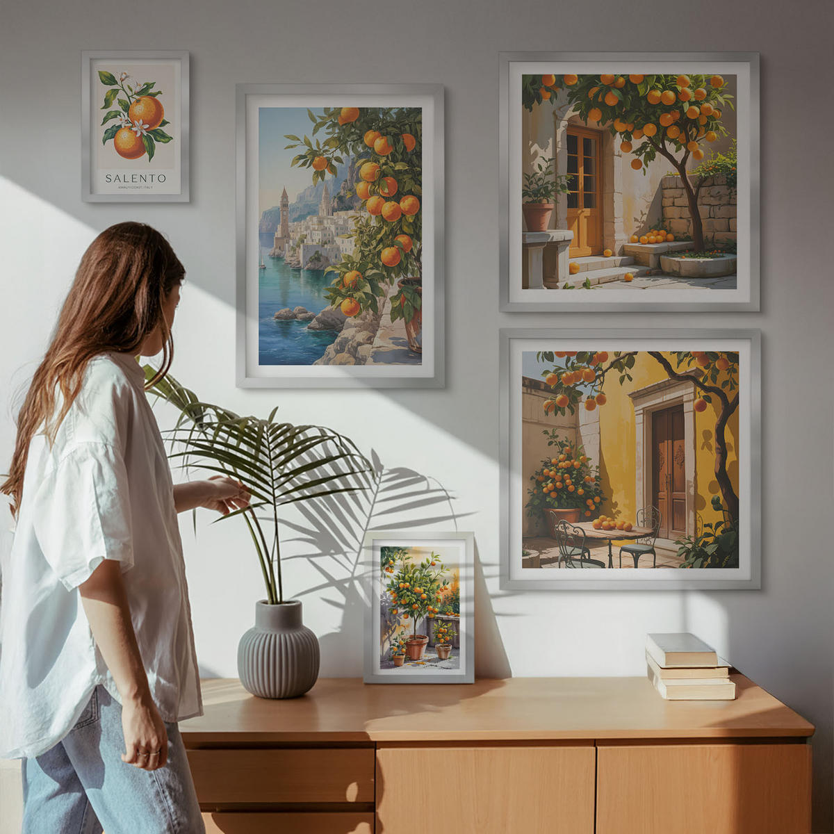 WANDBILDER 5er Set - 50x50 cm & 20x30 cm & 40x60 cm Silberner Rahmen - Stadtansichten von Gebäuden - Silberfarben, Kunststoff (40/60cm) - ArtPrintCave