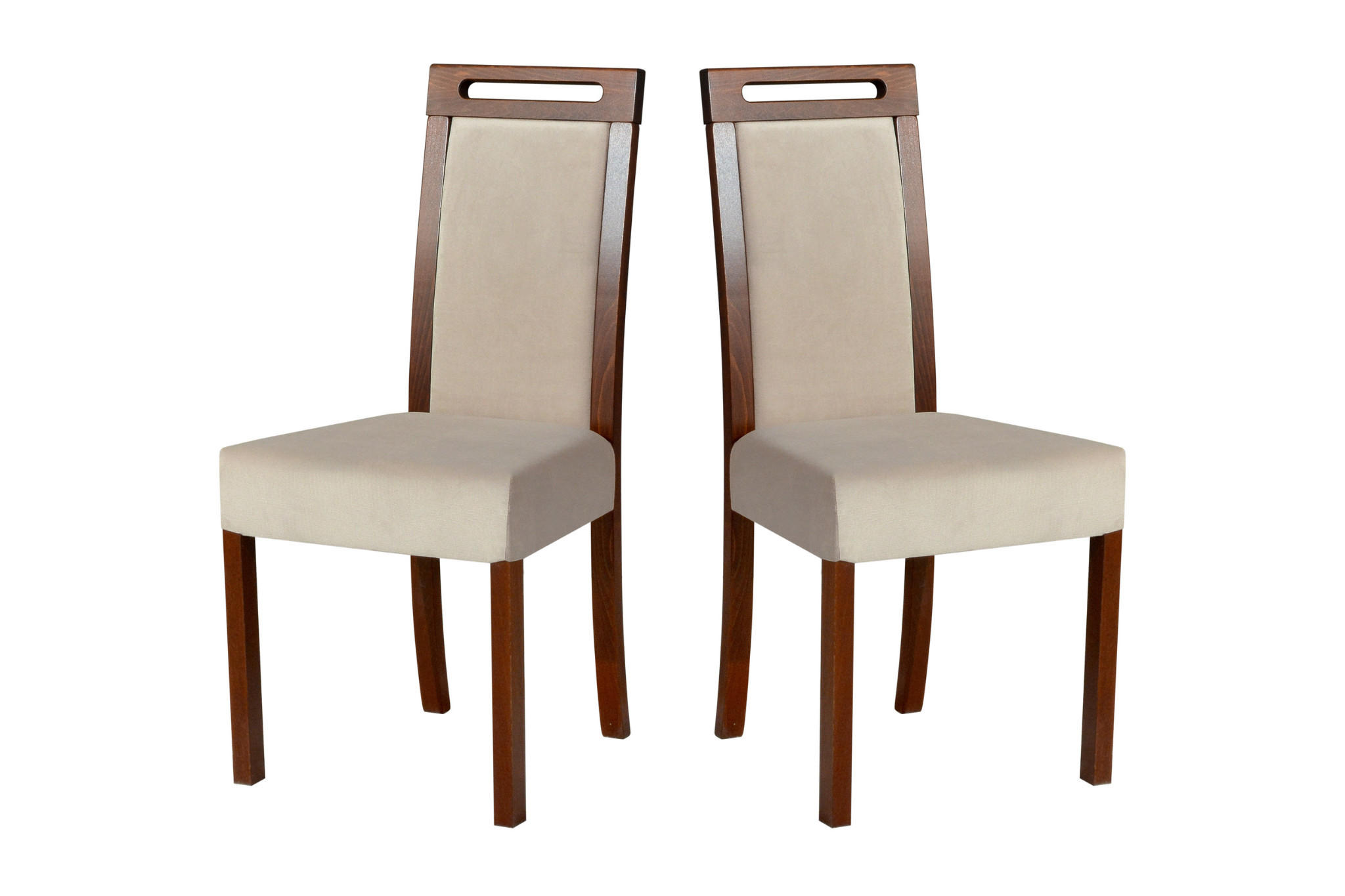 STUHL 2er Set ROMA 5 nussbaum - Beige/Nussbaumfarben, Holz (43/96/40cm) - Leaf Design
