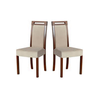 STUHL 2er Set ROMA 5 nussbaum - Beige/Nussbaumfarben, Holz (43/96/40cm) - Leaf Design