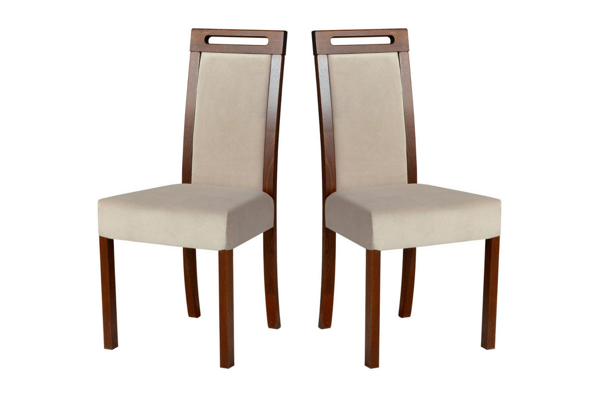 STUHL 2er Set ROMA 5 nussbaum - Beige/Nussbaumfarben, Holz (43/96/40cm) - Leaf Design