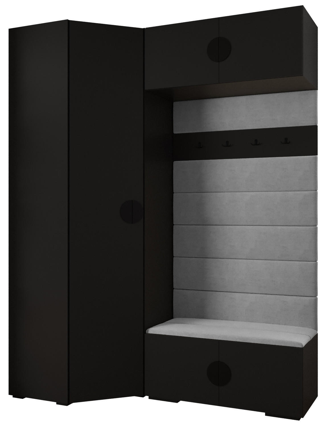 Abiks Möbel Garderoben-Set Schwarz, Grau, Schwarz 181.7x236.7x47 cm