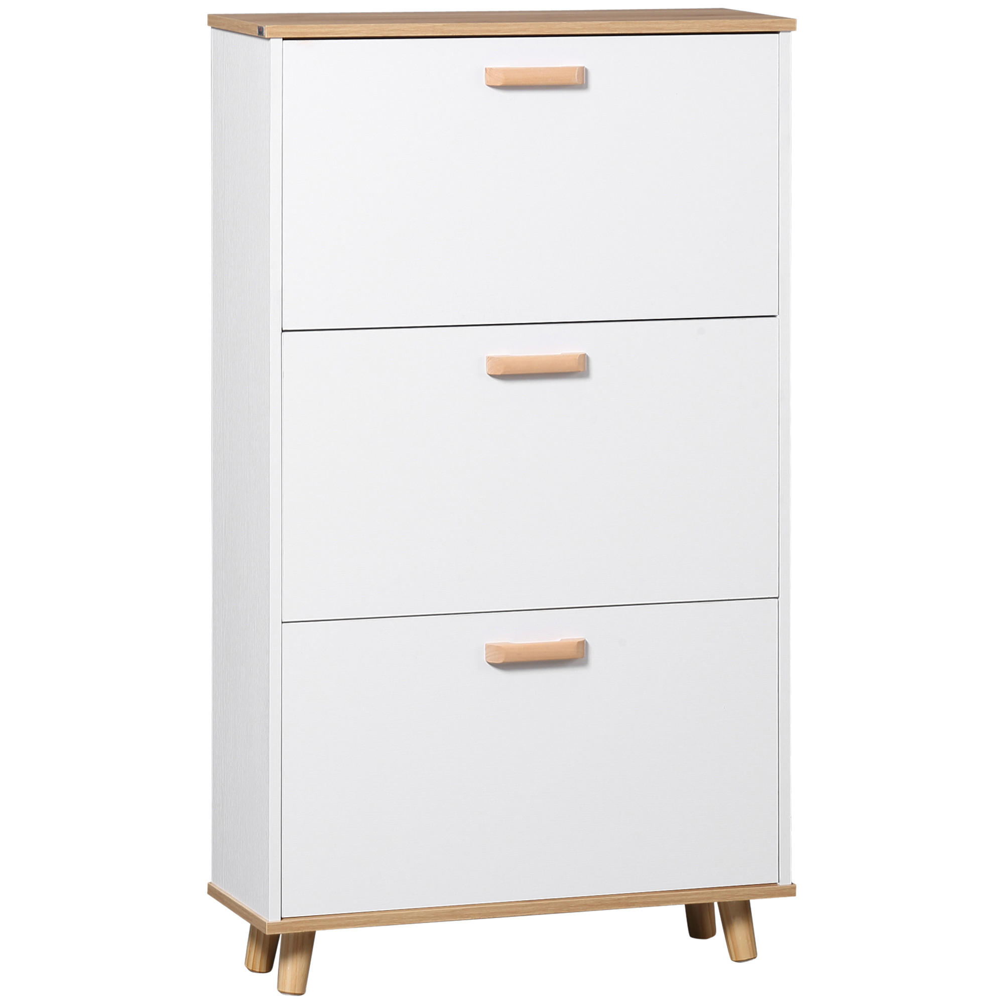 SCHUHSCHRANK DE-14983 3 Klapptüren mit verstellbaren Böden Weiß - Weiß, Holzwerkstoff (70/122/23.5cm) - ComfortXL