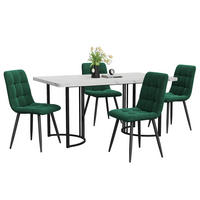 ESSGRUPPE 5-teilig mit Marmoroptik-Esstisch 140×80 und vier Samtstühlen mit Metallgestell im modernen Stil, weiß-grün - Grün, Holzwerkstoff (75/75/140cm) - Luhomfu