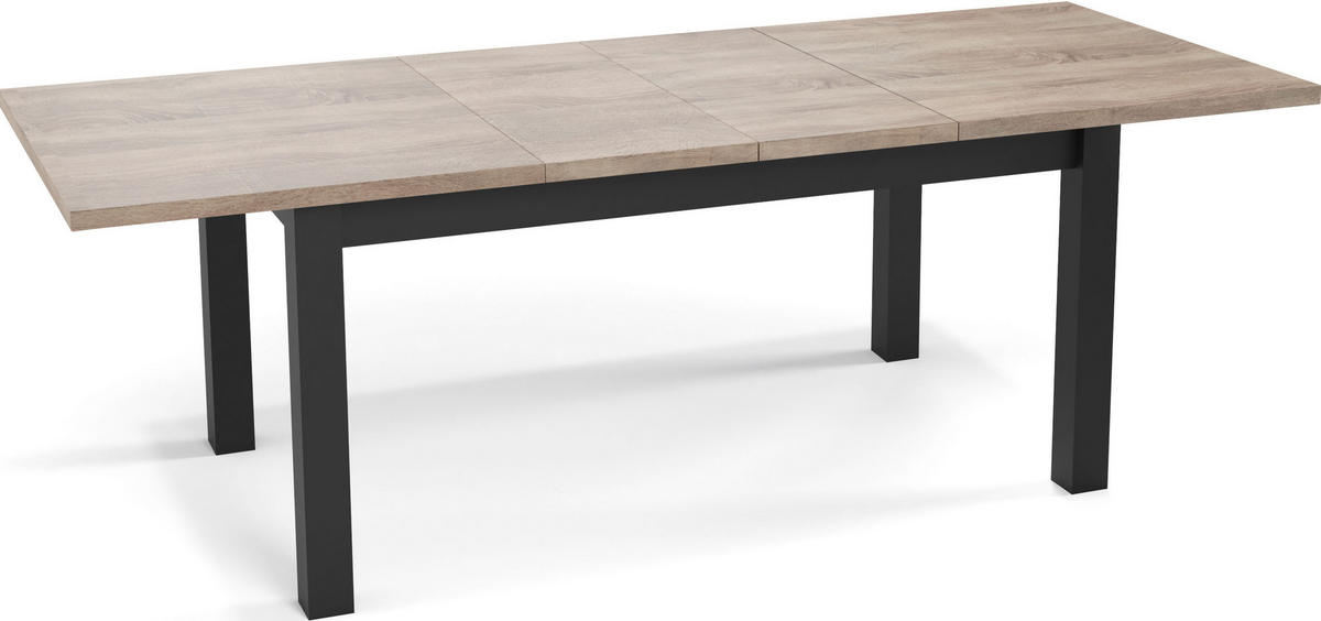 ESSTISCH Davidof rechteckig ausziehbar, Sonoma Eiche 160-240/90/76 cm - Schwarz/Sonoma Eiche, Holz/Holzwerkstoff (160/90/76cm) - WFL GROUP