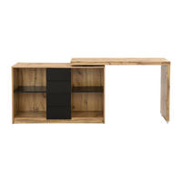 SCHREIBTISCH - 190 cm, 120 cm x 42 cm - Holz, Platte - Schwarz, Naturfarben Hell - PAVELO - Schwarz/Naturfarben, Holz (42/190/76.5cm) - Vente-Unique