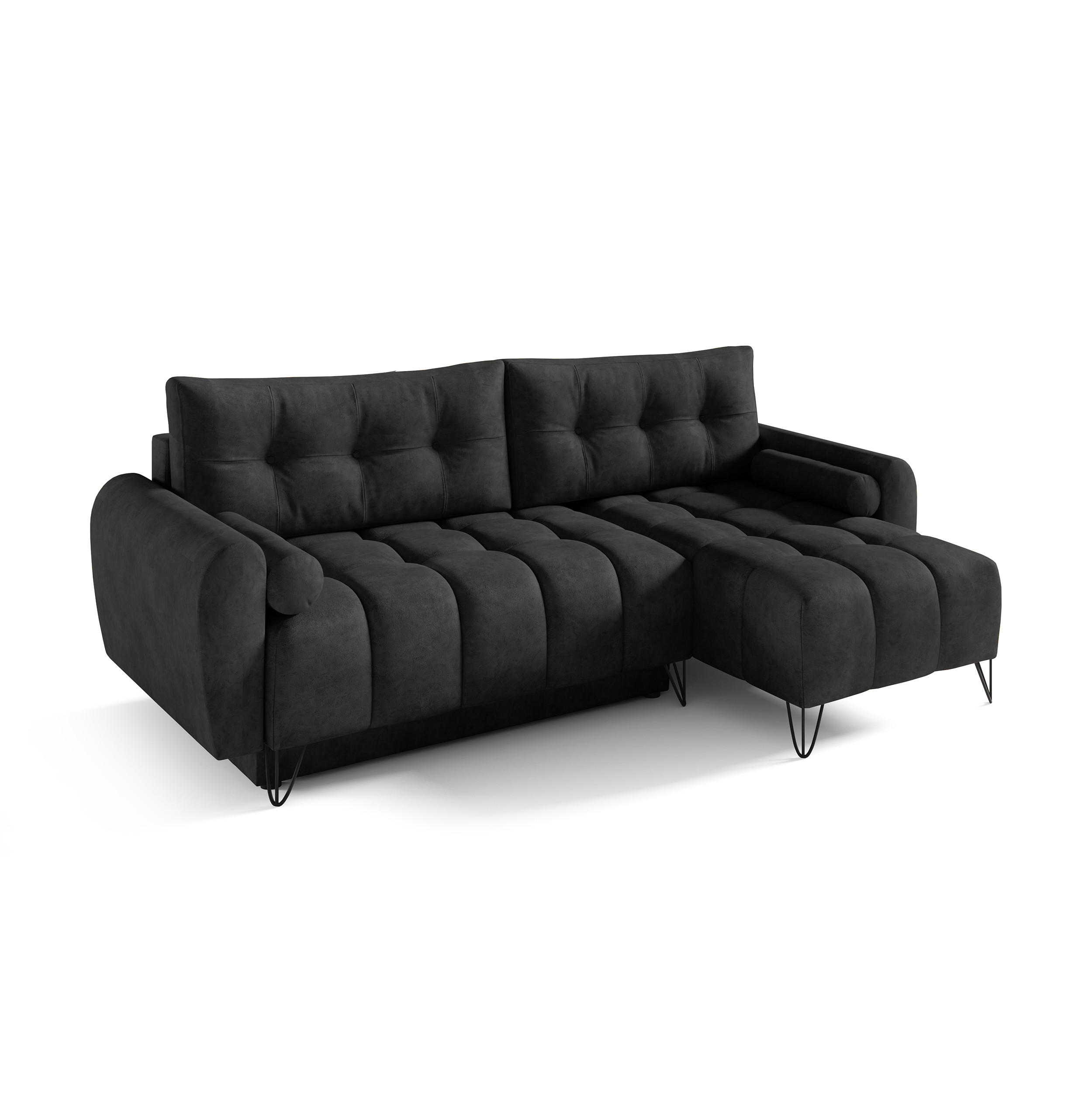 Beautysofa Eckschlafsofa Schwarz 222x148 cm