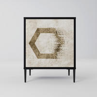 SIDEBOARD HEXAGONAL SHAPES, Schwarz, 57,5x42x72,5 cm, Schwarze Metallfüße - Multicolor/Schwarz, Holzwerkstoff/Metall (57.5/72.5/42cm) - SpaceRebels