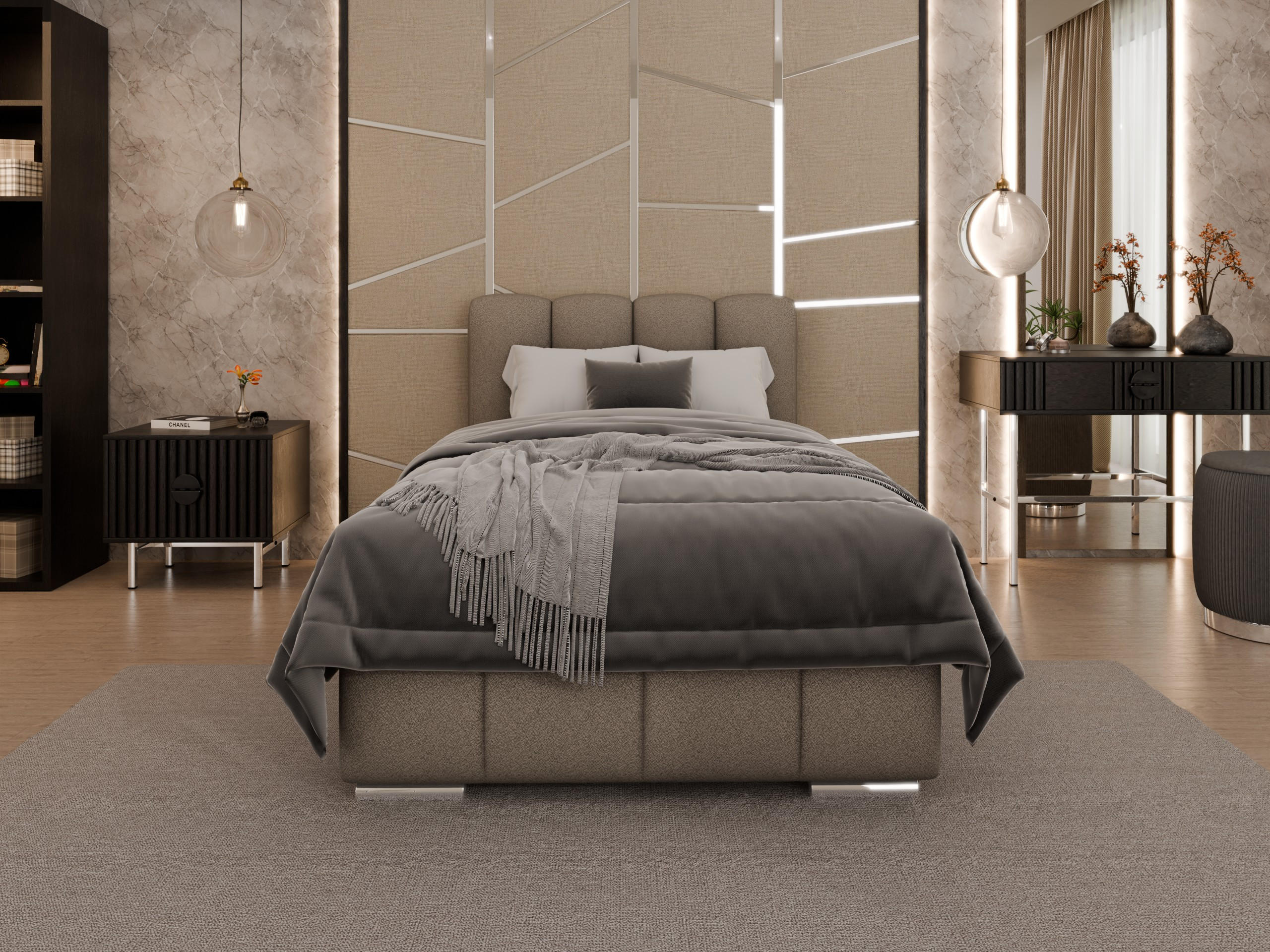 POLSTERBETT Zaira 100x200cm – Elegantes Polsterbett für modernen Wohnstil , ohne matratze, braun - Braun, Holz (100/200cm) - Panda Möbel