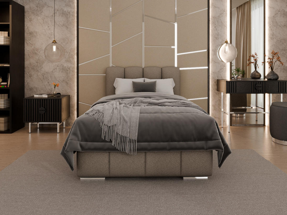 POLSTERBETT Zaira 100x200cm – Elegantes Polsterbett für modernen Wohnstil , ohne matratze, braun - Braun, Holz (100/200cm) - Panda Möbel