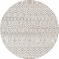 TEPPICH Flachgewebe LANGAU in Creme, mit Ethno-Streifen, Ø 200 cm - Creme, Textil (200/200cm) - KADIMA DESIGN