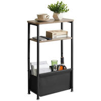 BEISTELLTISCH mit Stoffkorb Hellgrau 40 x 20 x 66 cm - Grau, Holzwerkstoff (40/20/66cm)
