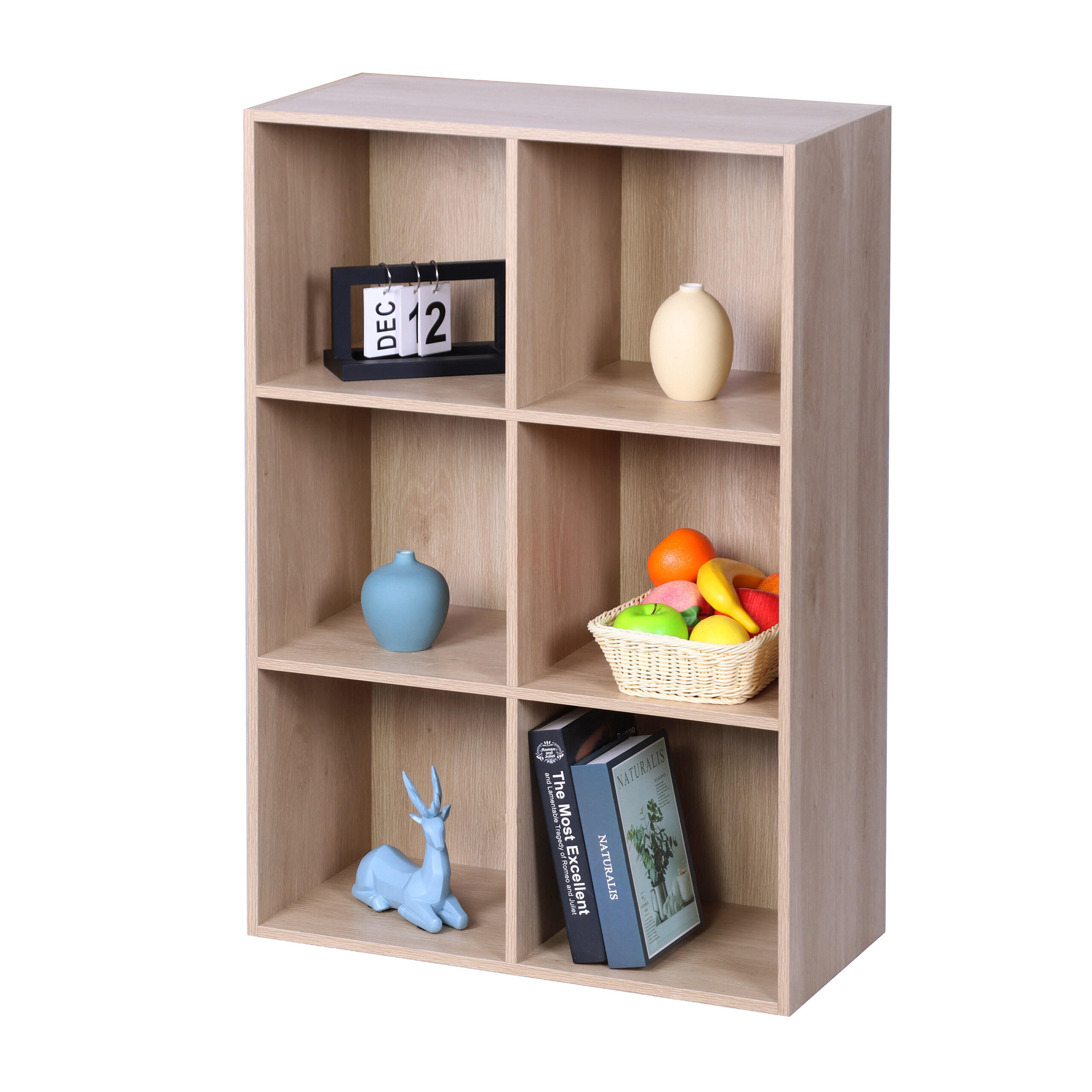 BÜCHERREGAL - Hellbraun, Holzwerkstoff/Textil (61/91/30cm) - Relaxdays