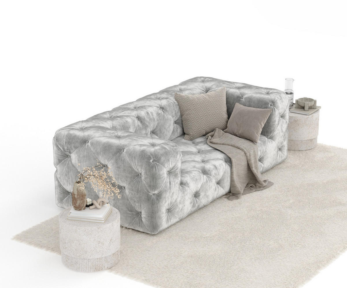 2-SITZER-SOFA Cosimo Hellgrau Chenille - Hellgrau/Schwarz, Holz/Holzwerkstoff (193/71/100cm) - Maison de Reve