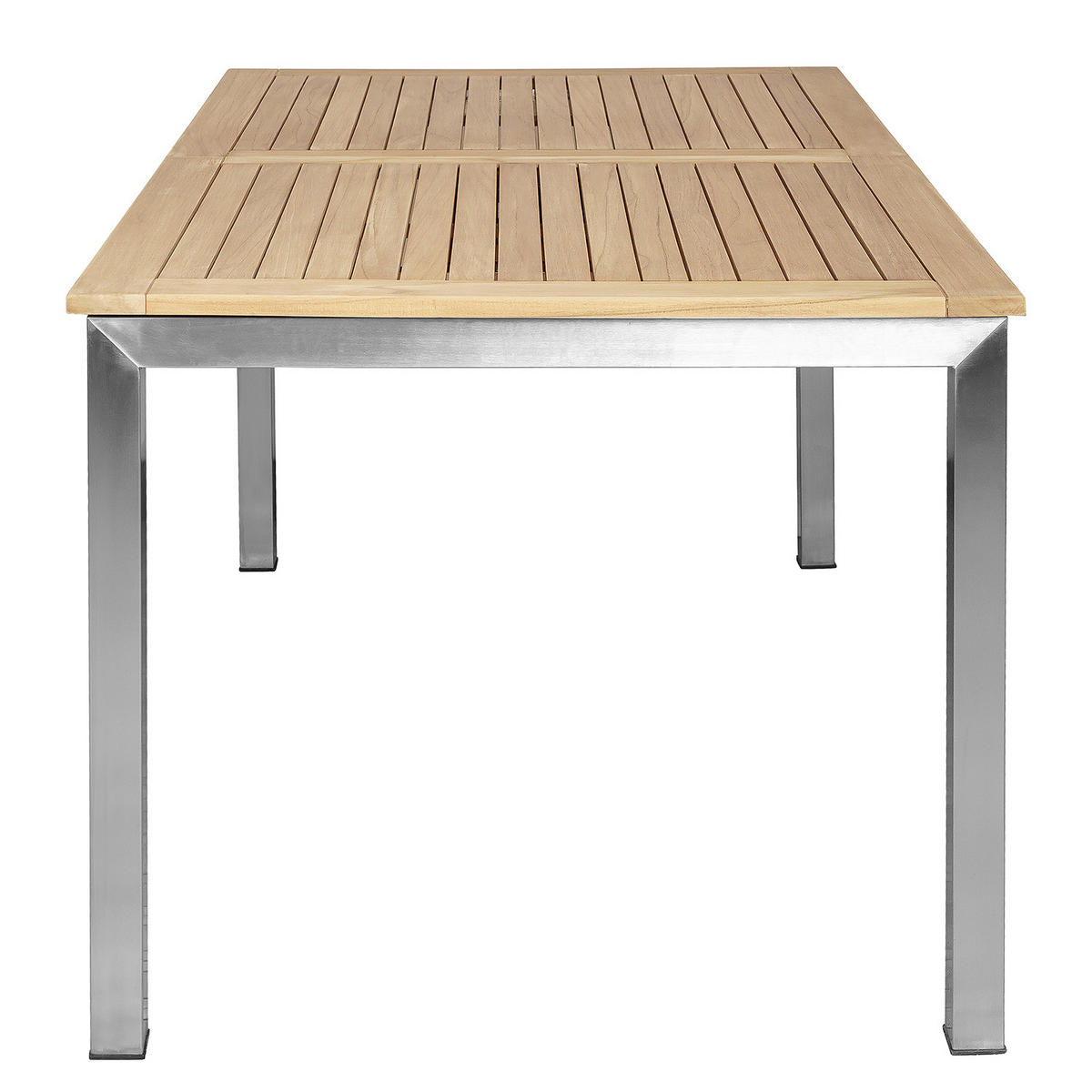 GARTENTISCH - Teak massiv / Edelstahl - Ausziehfunktion - Silberfarben/Braun, Holz/Metall (90/150/75cm) - home24