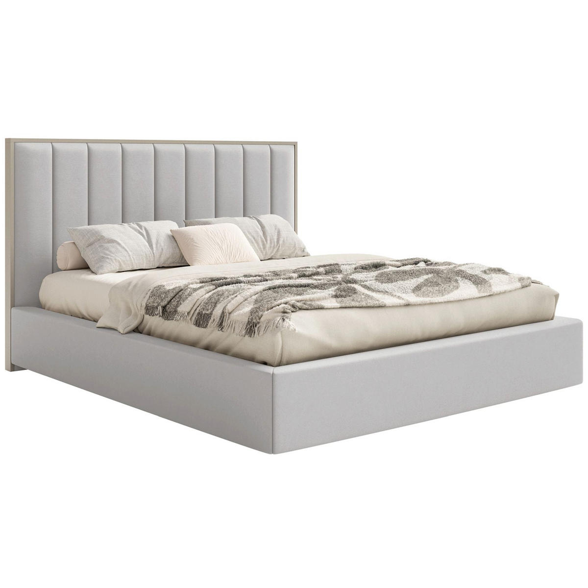 POLSTERBETT Togents Hellgrau mit Veloursbezug und LED, 140x200 cm - Hellgrau, Textil (140/200cm) - Selsey