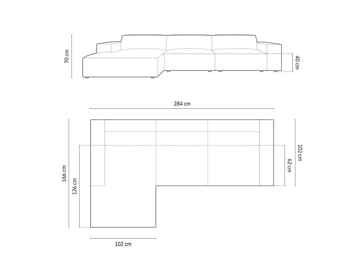 ECKSOFA links Jodie aus Samt dunkelbeige 4 Sitzplätze - Mokka, Textil (166/284cm) - Micadoni