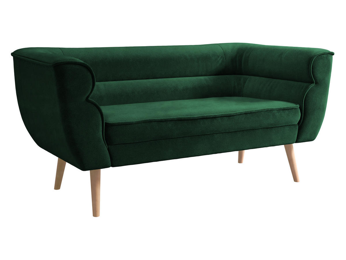SOFA Bal 2 - Smaragdgrün/Naturfarben, Holz/Textil (142/75/74cm) - MIRJAN24