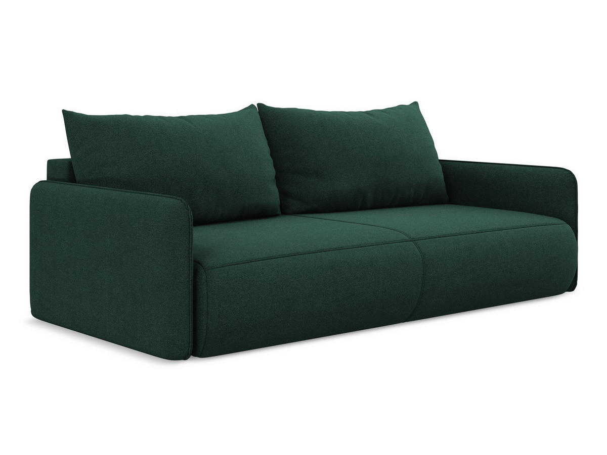 3-SITZER SOFA mit Schlaffunktion Strukturstoff Stoff Grün - Dunkelgrün/Schwarz, Kunststoff/Textil (216/86/105cm) - Makamii