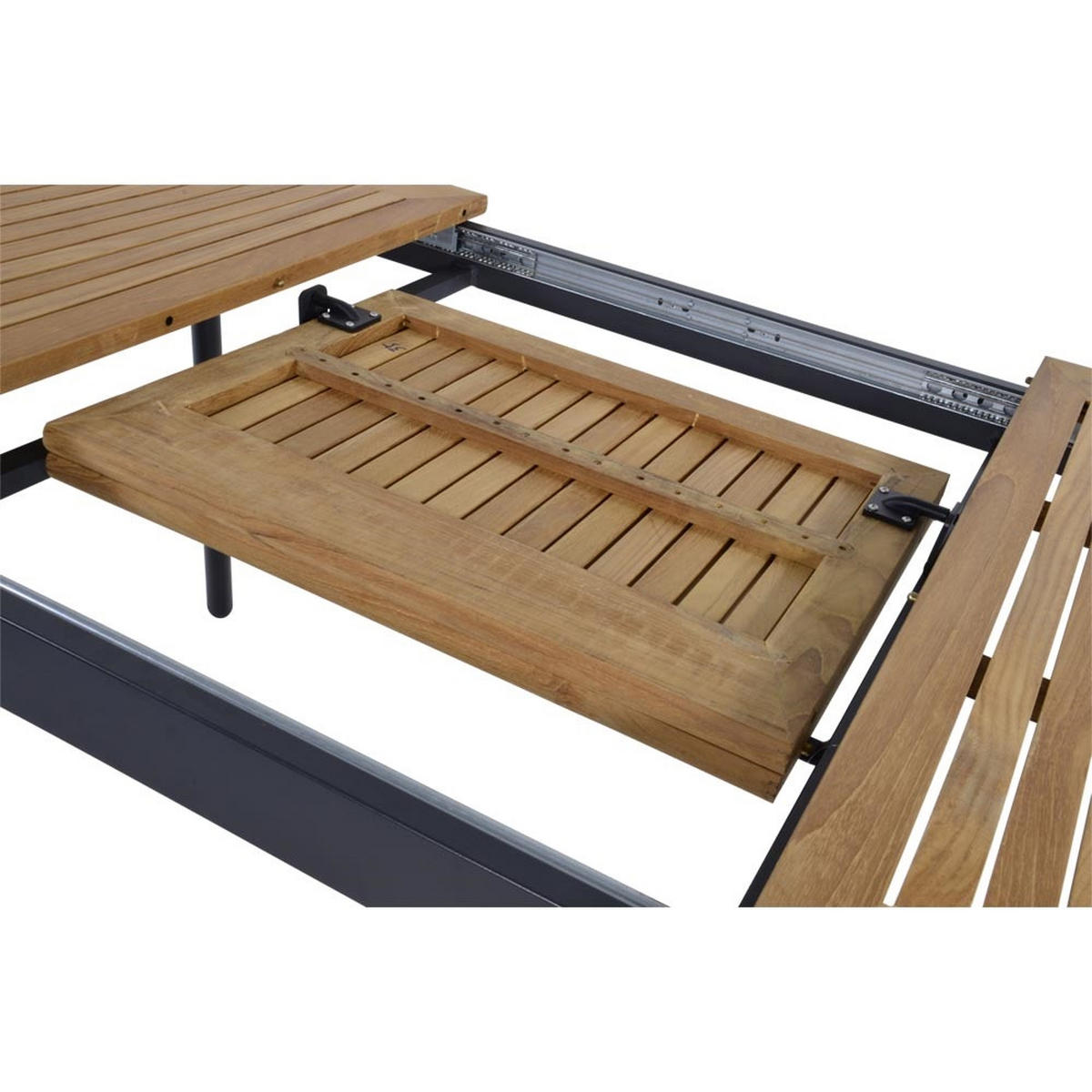 GARTENTISCH Monza - Anthrazit - 152∕210/89/75,5 cm - Dunkelgrau, Metall (152/89/75cm) - Lesli Living