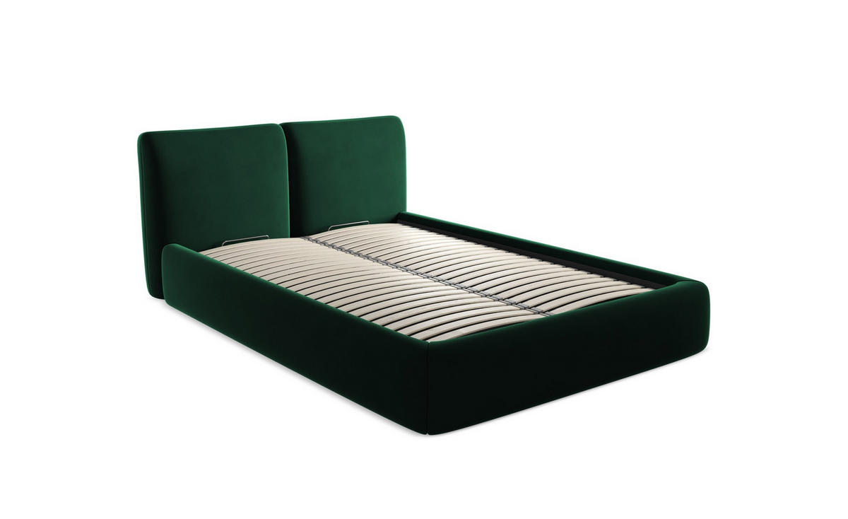 POLSTERBETT mit Bettkasten und Lattenrost 200x228 Blau - Blau/Schwarz, Kunststoff/Textil (180/200cm) - Makamii