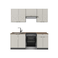 KÜCHENZEILE Fame-Line GrauBeige/Anthrazit 200 cm, AP Eiche - Anthrazit/Grau, Holzwerkstoff (200/81.6/60cm) - Vicco