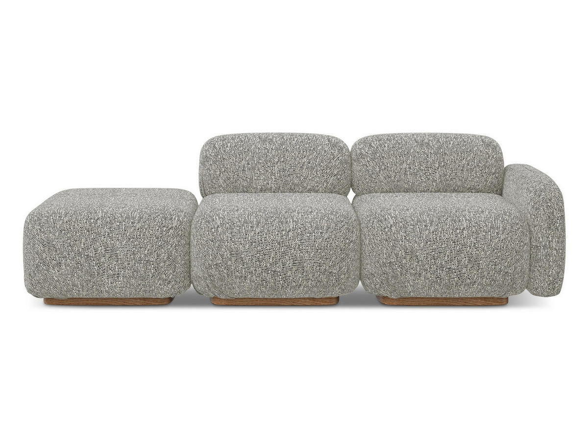 3-SITZER SOFA Links Strukturstoff Stoff Beige - Beige/Braun, Holz/Textil (258/73/95cm) - Makamii
