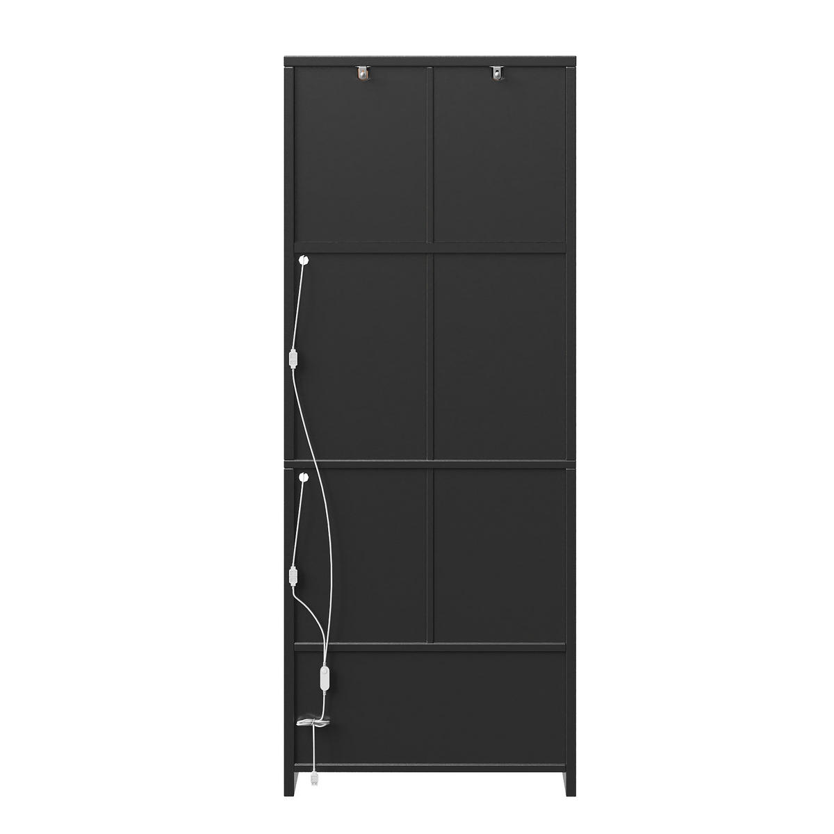 VYSOKÁ SKŘÍŇ, 2dílná, RGB LED, skleněná dvířka, černá - černá, kov (140/180/38.3cm) - FLIEKS