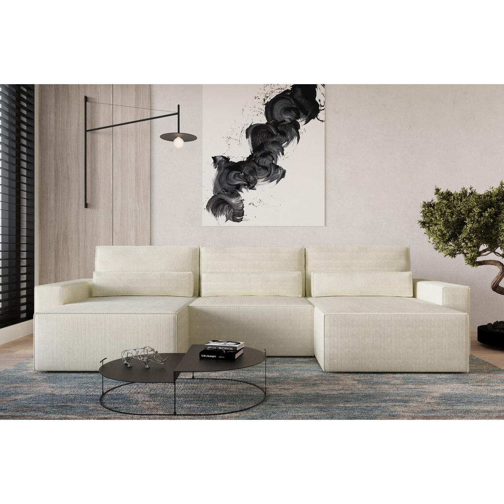 Thumbnail - Möblo Wohnlandschaft, Weiß, Holzwerkstoff, 4-Sitzer, U-Form, 350x92x162 cm, Wohnzimmer, Sofas & Couches, Wohnlandschafte...
