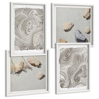 BILDER SET 4er Set - 50x50 cm & 40x60 cm Weißer Rahmen - Moderne abstrakte Formen - Weiß, Kunststoff (50/50cm) - TULUP