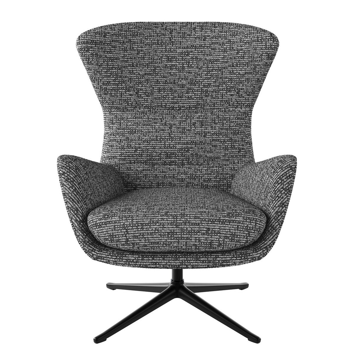 SESSEL mit Kreuzfuß - Schwarz/Grau, Textil/Metall (84/99/96cm) - home24