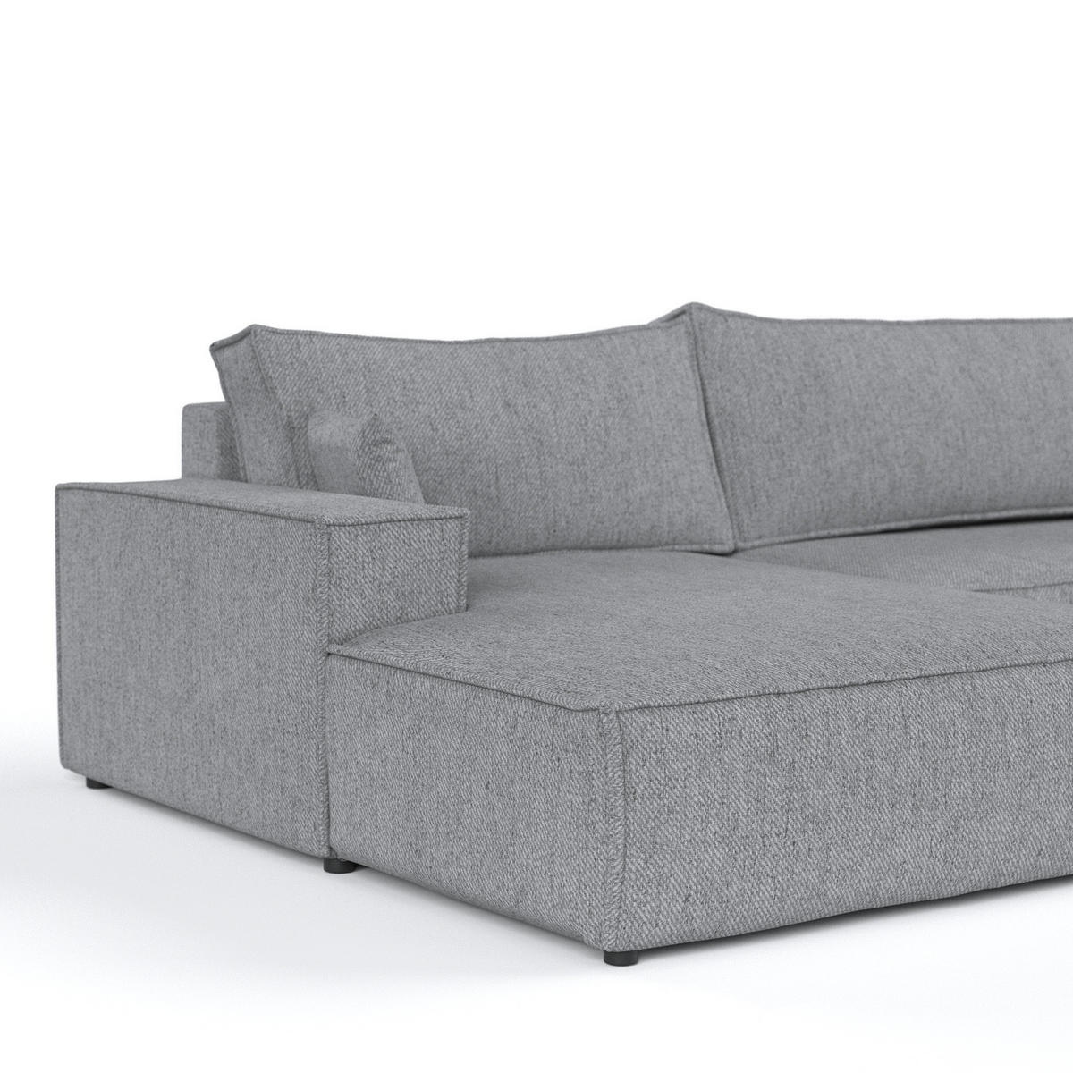 WOHNLANDSCHAFT NUBO mit Schlaffunktion Creme im Neve Stoff - Schwarz/Grau, Holz/Holzwerkstoff (398/70/148cm) - AltaBeds