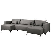 WOHNLANDSCHAFT - Anthrazit/Schwarz, Textil (382/81/148cm) - home24