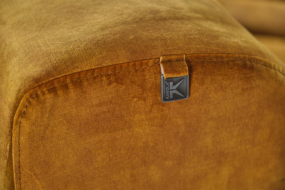 BIG SOFA MIT KISSEN TARA Gold Velvet - Goldfarben, Textil (286/76/143cm) - KAWOLA