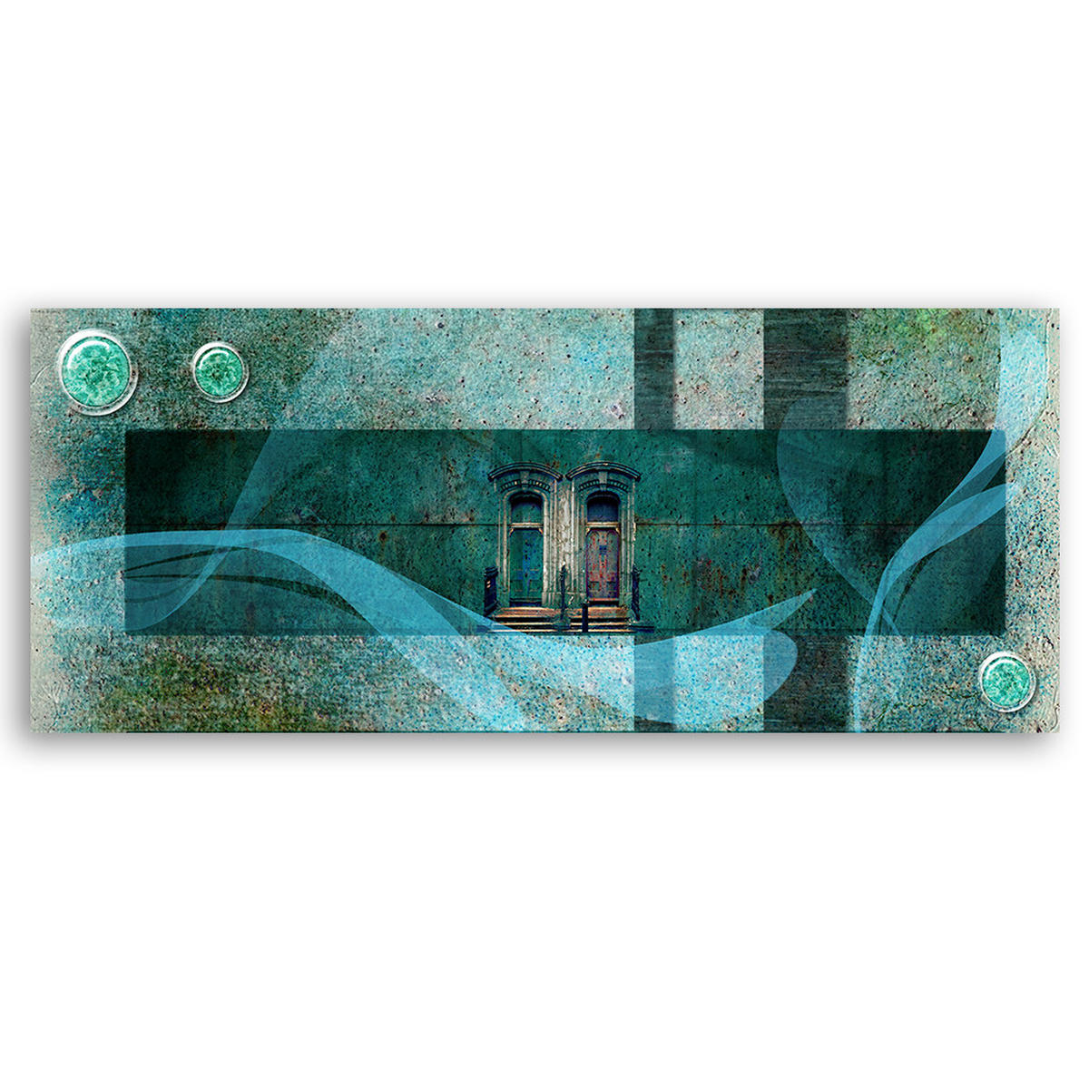 WANDBILD türkisfarbene abstraktion - Türkis, Textil (90/30cm) - Feeby