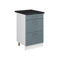 KÜCHENUNTERSCHRANK R-Line, Blau-Grau/Weiß, 50 cm Arbeitsplatte Anthrazit - Blaugrau/Weiß, Holzwerkstoff (50/81.6/60cm) - Vicco