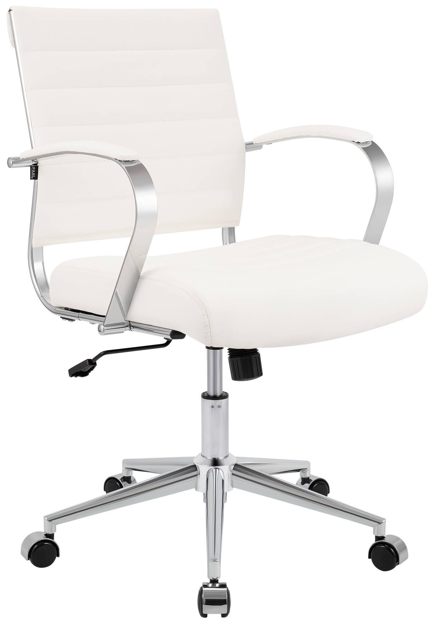 DREHSTUHL Lederlook Weiß - Chromfarben/Weiß, Leder/Textil (57/90/62cm) - CLP