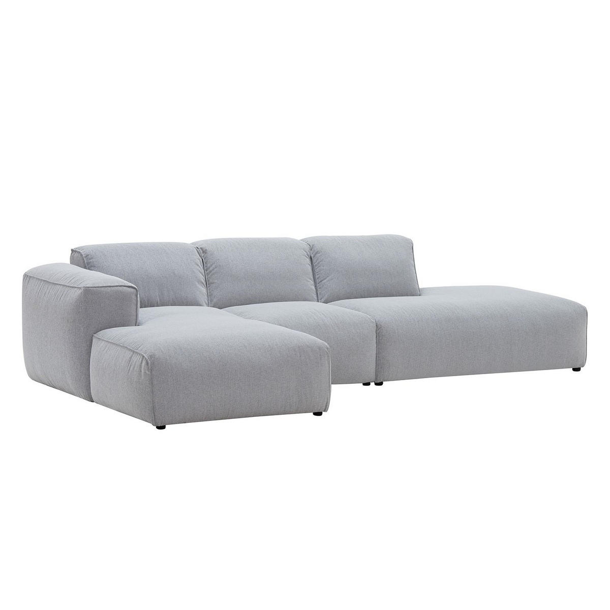 ECKSOFA mit Chaiselongue - Hellgrau/Schwarz, Kunststoff/Textil (290/173cm) - home24