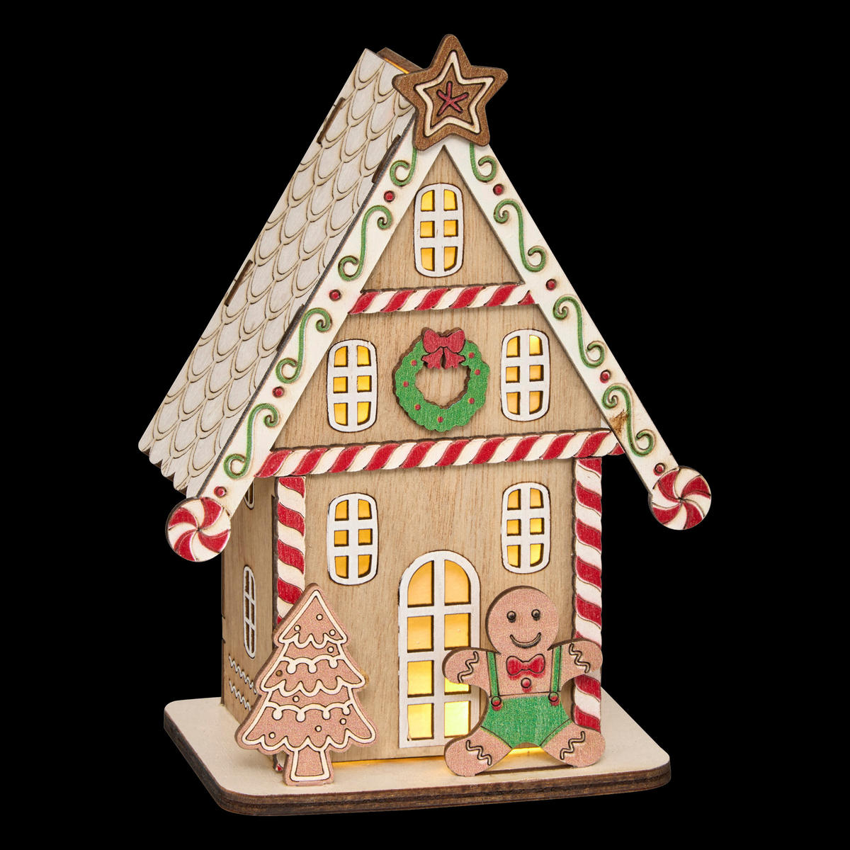 LED-LATERNE Lebkuchenhaus 15 cm - Multicolor, Holzwerkstoff (5.5/15/11cm) - Fééric Lights and Christmas