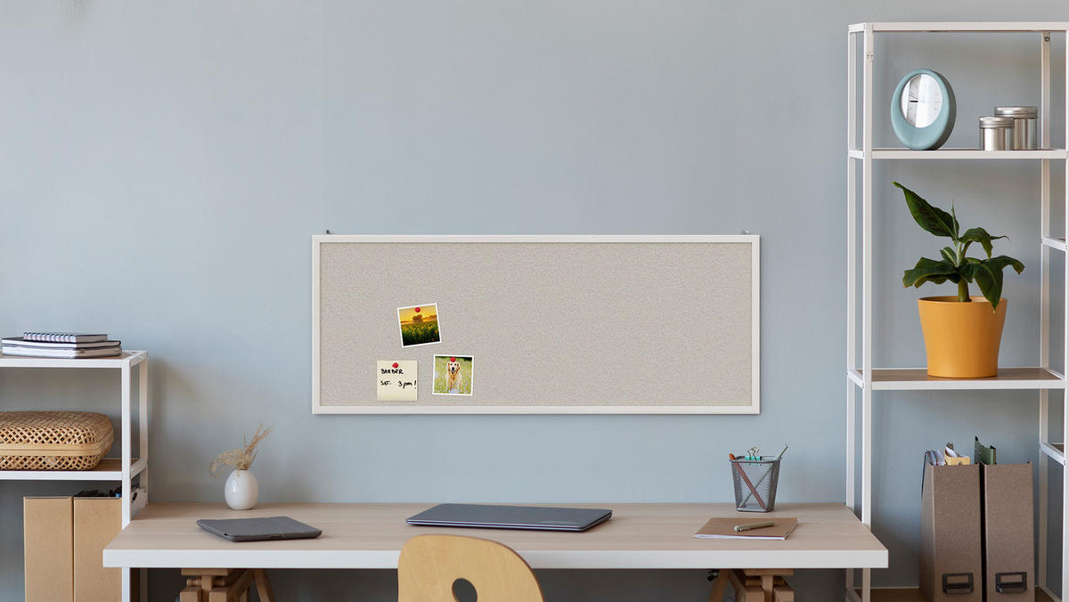 PINNWAND, Korktafel in weiß, 100x40 cm, Holzrahmen - weiß lackiert - Weiß, Holz (100/40/1.5cm) - ALLboards