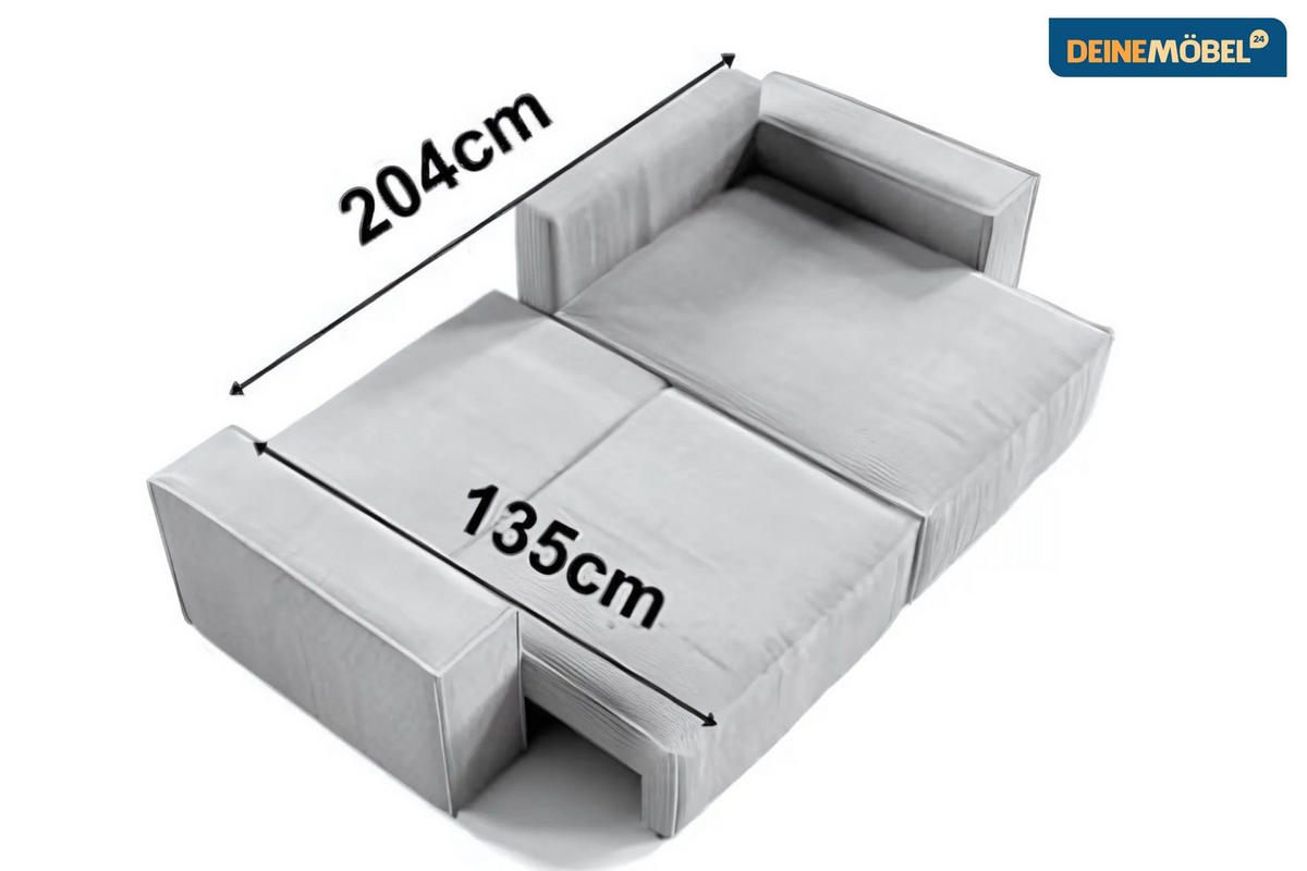 ECKSOFA MATT 255/153 cm links in Cord Beige - Beige/Schwarz, Holz/Holzwerkstoff (255/153cm) - Deine Möbel 24