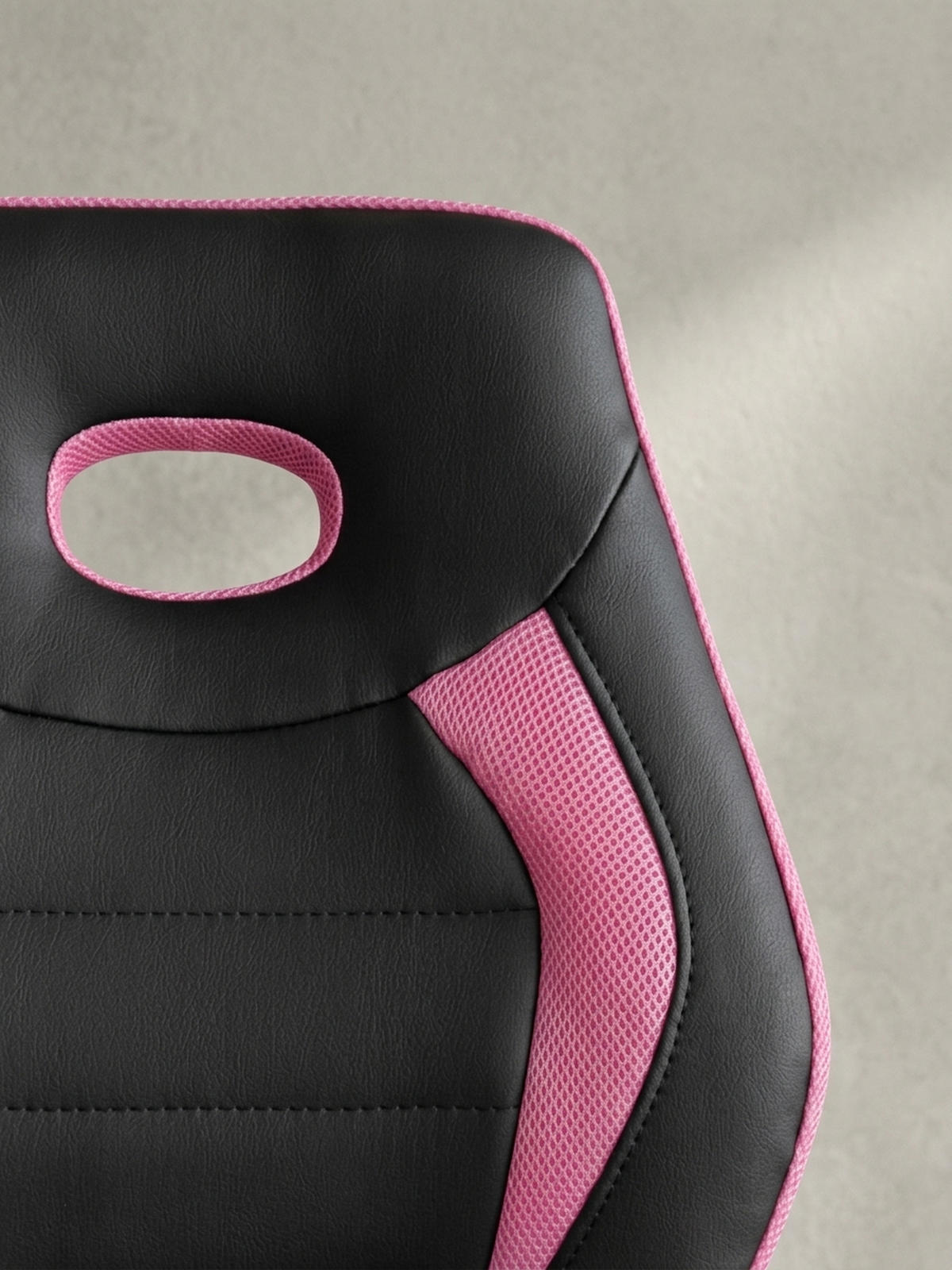 JUGENDDREHSTUHL Hohe Rückenlehne Schulterstütze Kunstleder Mesh, Rosa 63x63x103 cm - Schwarz/Rosa, Kunststoff/Textil (63/103/63cm) - KADIMA DESIGN