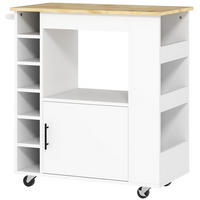 KÜCHENWAGEN Servierwagen mit Schrank, Arbeitsplatte, Ablagen, Weinregalen, Eiche - Eichefarben/Schwarz, Holz/Holzwerkstoff (40/83/83cm) - HOMCOM