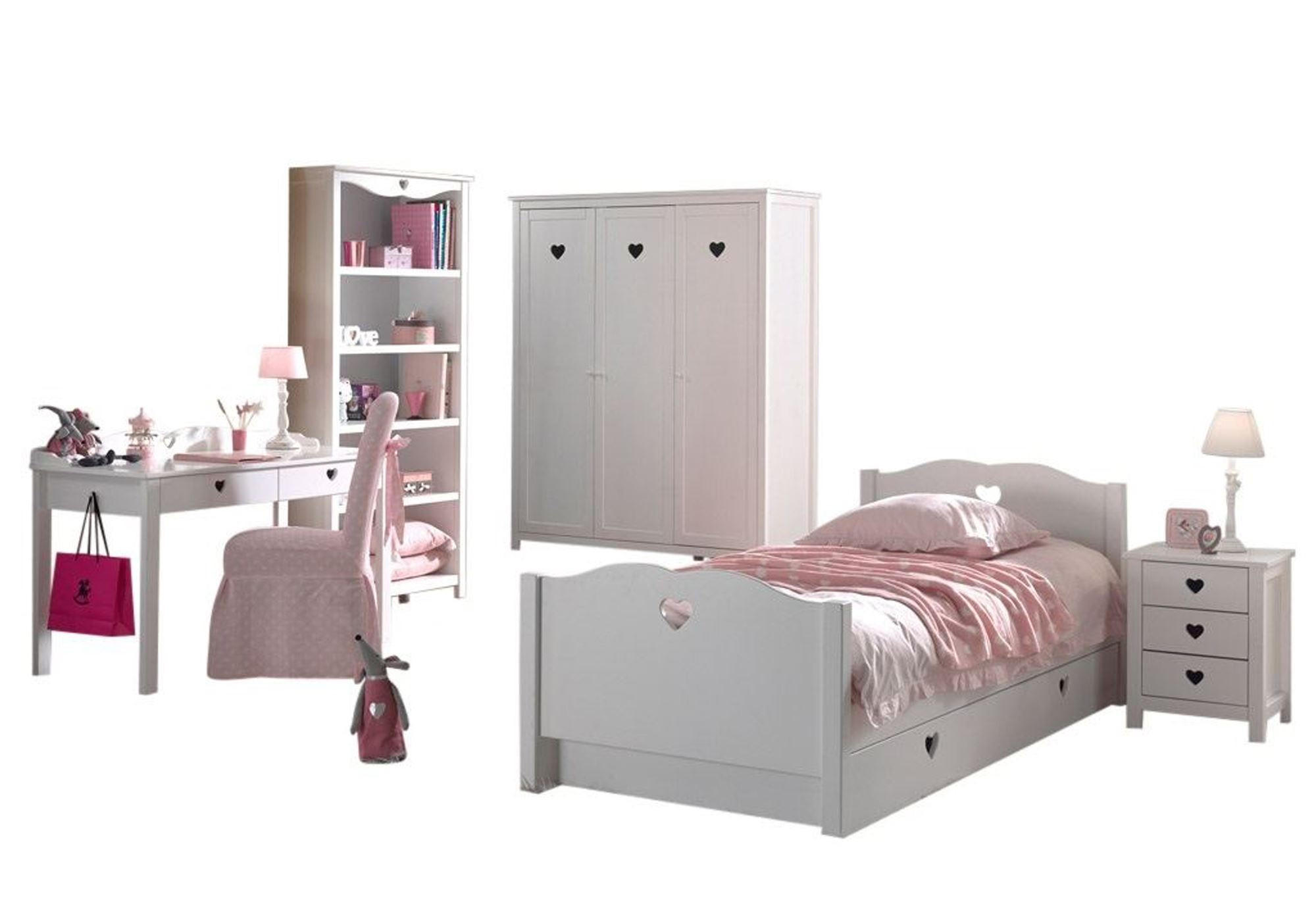 KINDERZIMMER Kamila 13 weiß aus MDF mit Bett, Schrank und Nachtkonsole - Weiß, Holzwerkstoff (420/1/220cm) - 58aufmkessel