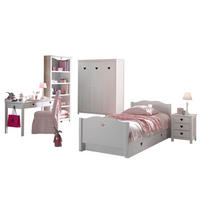 KINDERZIMMER Kamila 13 weiß aus MDF mit Bett, Schrank und Nachtkonsole - Weiß, Holzwerkstoff (420/1/220cm) - 58aufmkessel