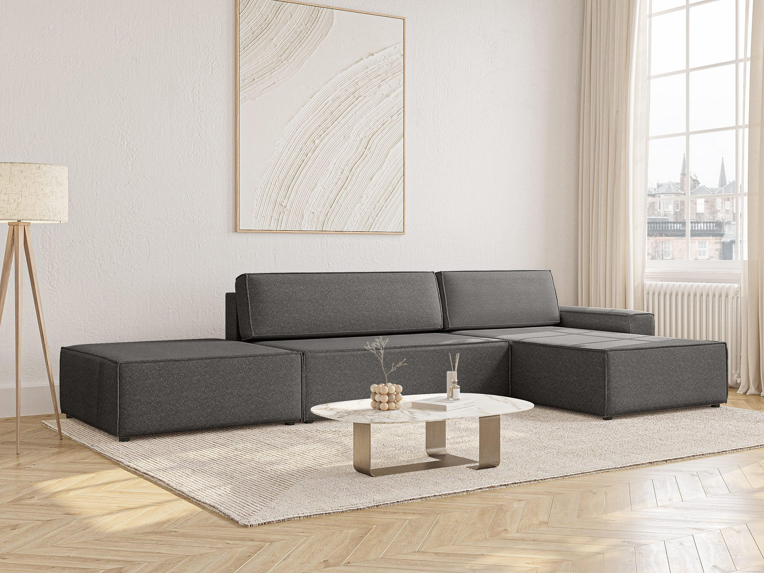 Thumbnail - Fedve Ecksofa, Graphit, Textil, L-Form,L-Form, 363x185 cm, Wohnzimmer, Sofas & Couches, Wohnlandschaften, Ecksofas