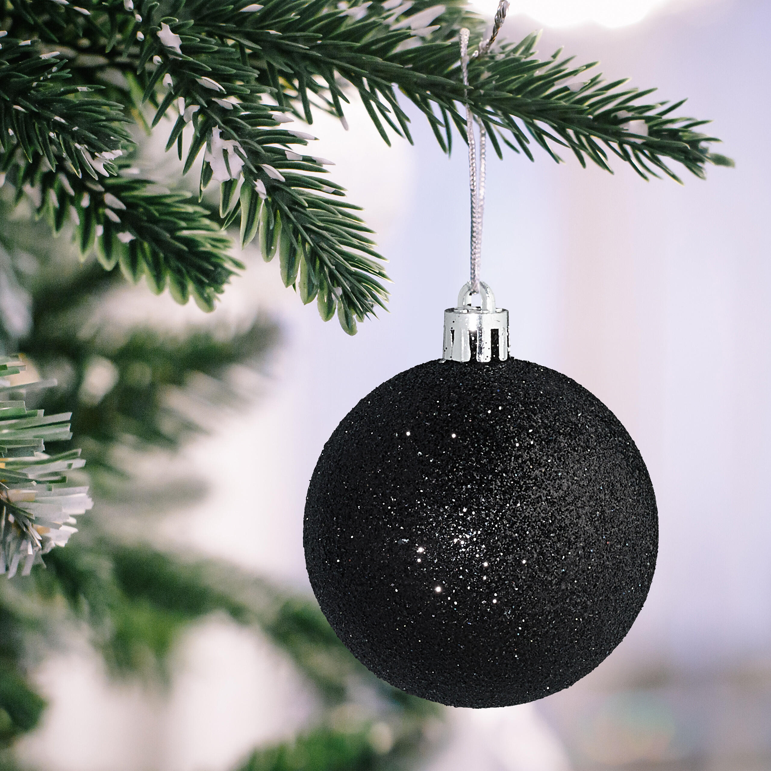 30XWEIHNACHTSKUGELN - Schwarz, Kunststoff (6/7/6cm) - Relaxdays