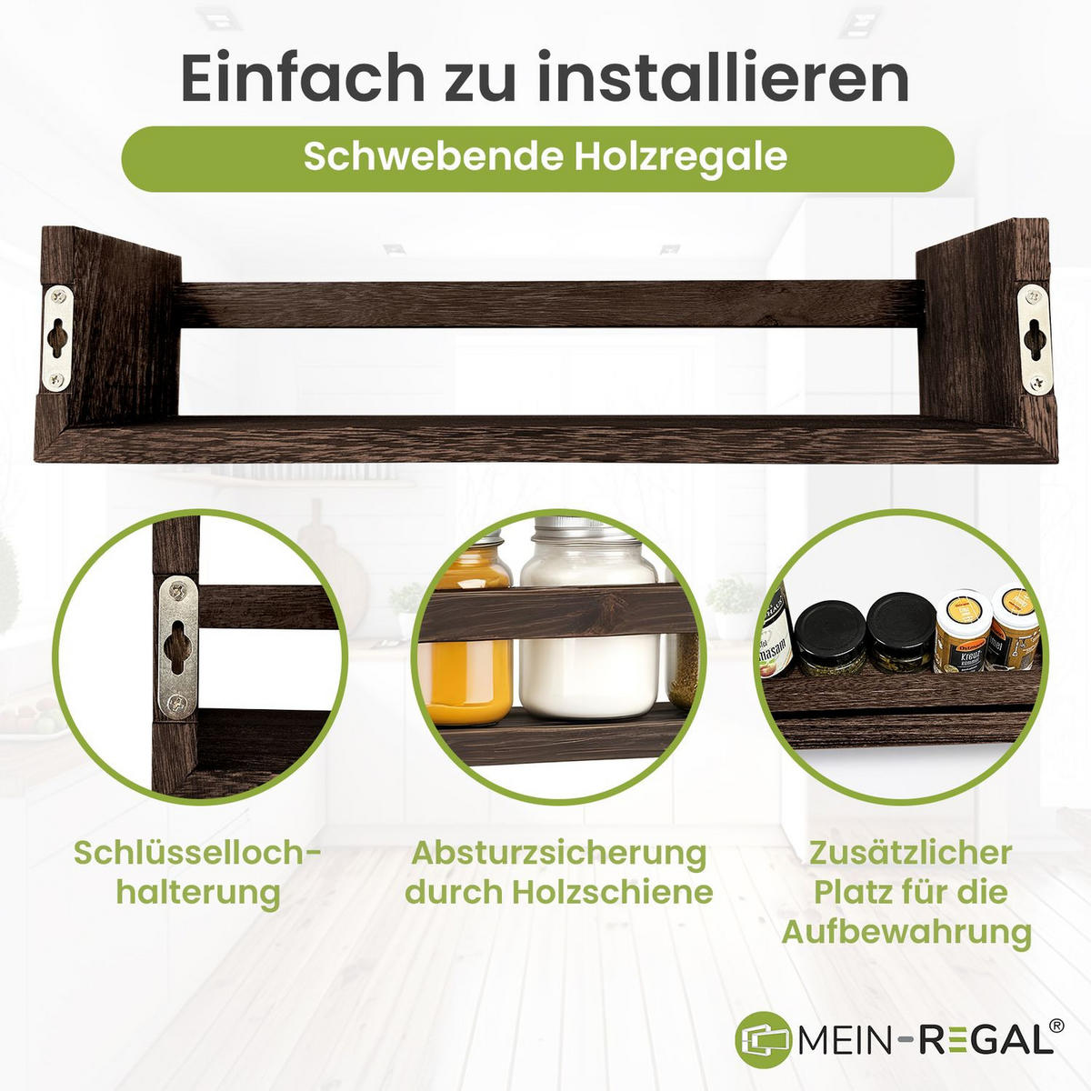 WANDREGAL ALMA Massivholz 2er-Set - Braun, Holzwerkstoff (12/10/42cm) - Mein-Regal