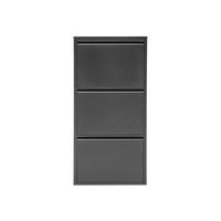 SCHUHSCHRANK schmal Metall mit Magnet 3 Klappen Schwarz - Schwarz, Metall (50/103/15cm) - Gowoll